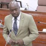 Man spreekt in statige parlementaire setting.