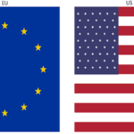 Vlaggen van Europese Unie en Verenigde Staten